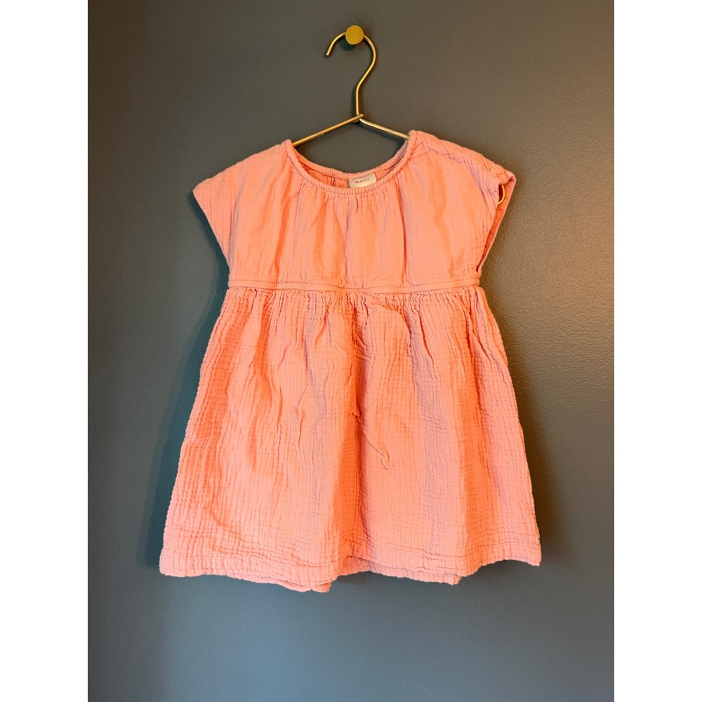 Hanna Andersson Girls Pink Organic Cotton Gauze Babydoll tunic Dress 90cm US 3T